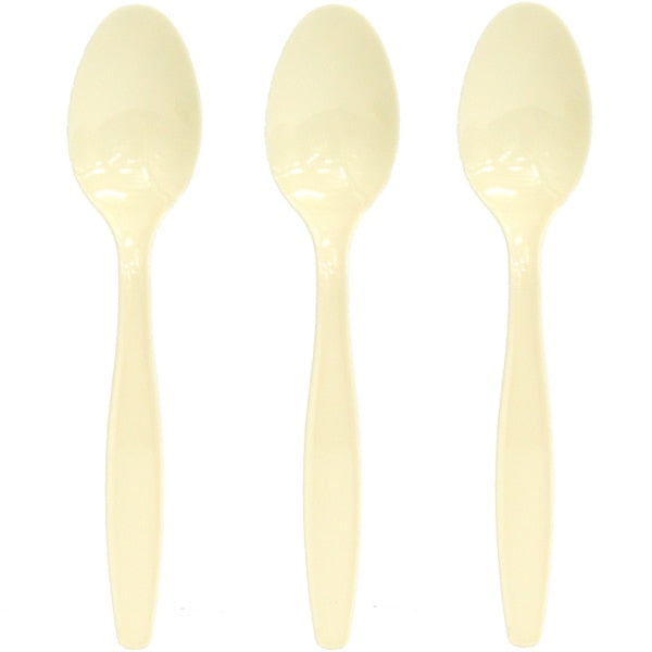 Ivory Spoons, Plastic, 7 inch, set of 24
