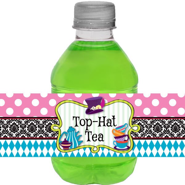 Birthday Direct's Mad Hatter Tea Party Water Bottle Labels