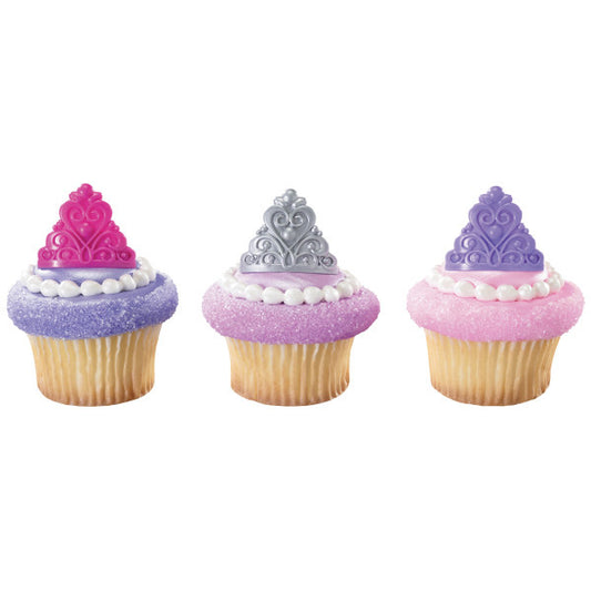 Queen Crowns Cupcake and Favor Rings, decor, set of 24