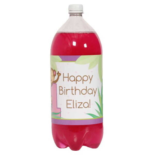 Birthday Direct's Little Monkey 1st Birthday Pink Custom Bottle Labels