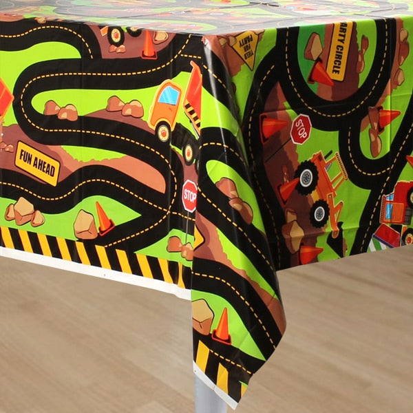 Construction Party Table Cover, 54 x 84 inch, each