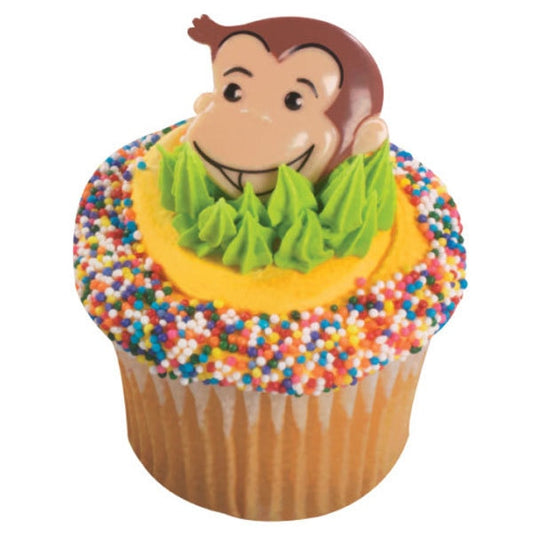 Curious George Cupcake and Favor Rings, decor, set of 24