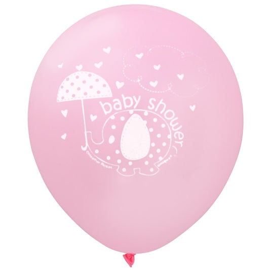 Elephant Baby Shower Pink Latex Balloons, 12 inch, 8 count