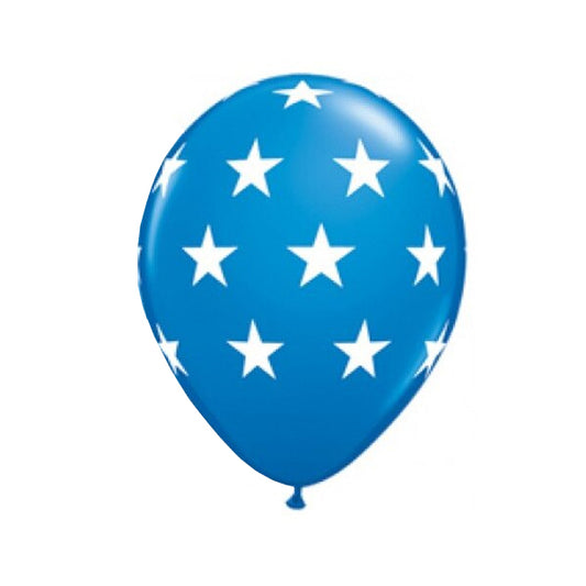 Blue Stars Latex Balloons, 12 inch, 8 count