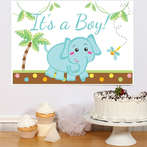 Elephant Dots Baby Shower Blue Sign, 8.5x11 Printable PDF Digital Download by Birthday Direct