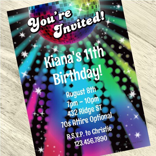Birthday Direct's Disco Party Custom Invitations