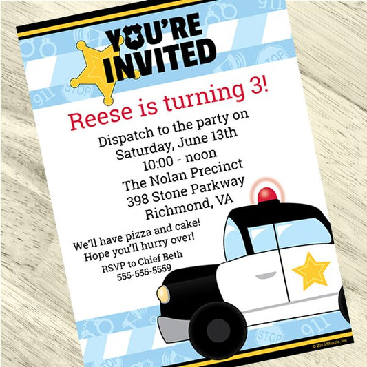 Birthday Direct's Police Party Custom Invitations