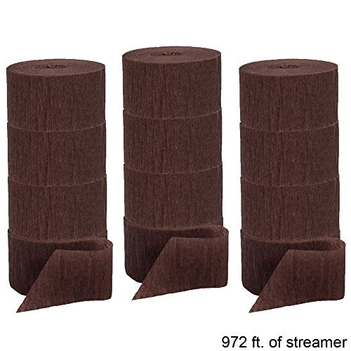 Crepe Streamers 12-81 Foot Rolls Brown, 972 feet, set of 12