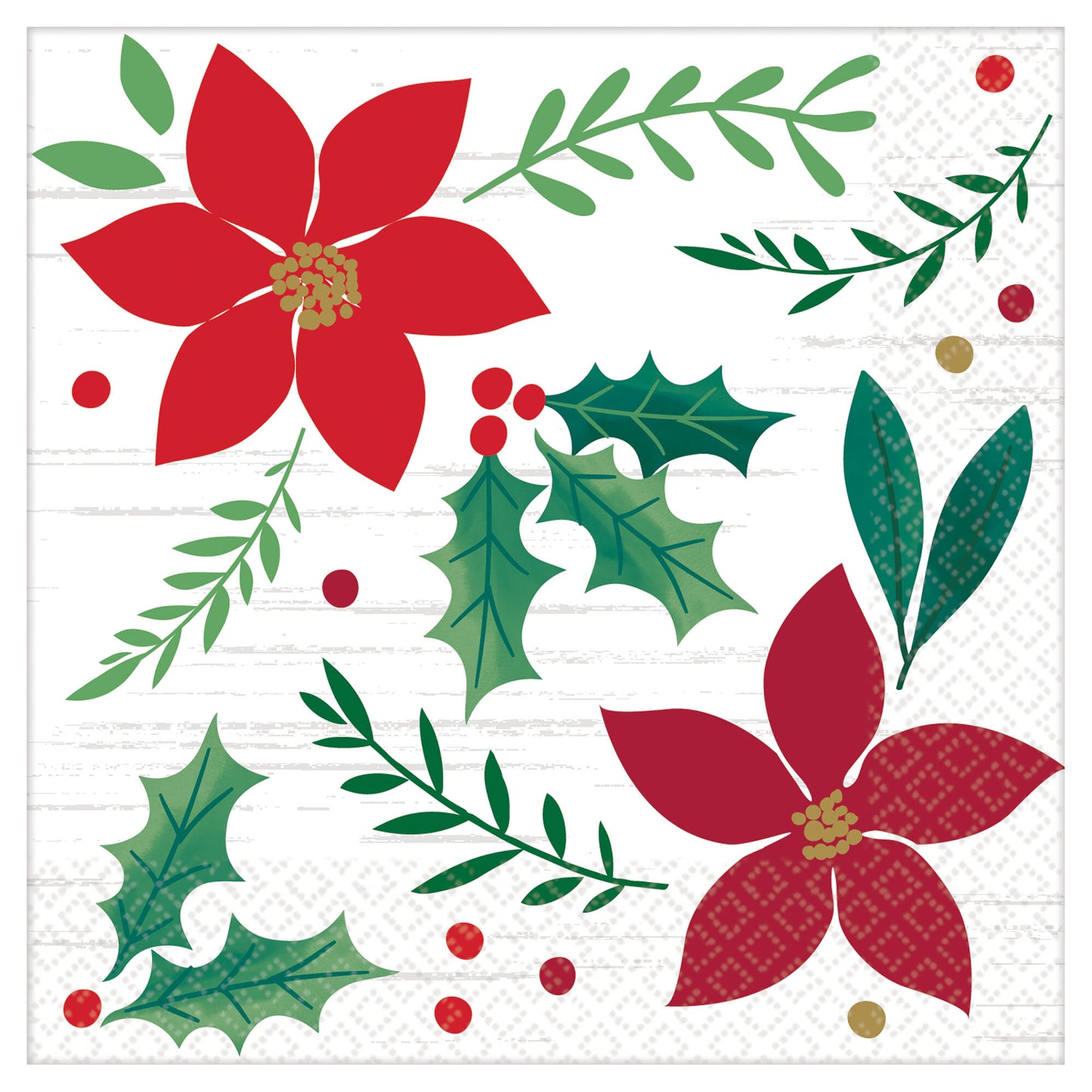 Christmas Poinsettia Wishes Guest Towels, 7 inch, set of 16