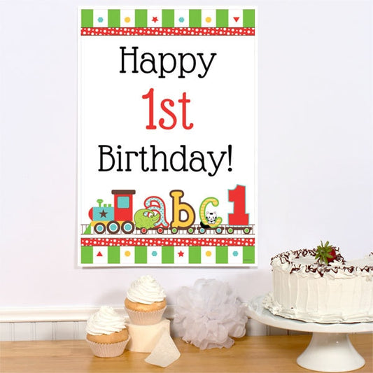 ABC 1st Birthday Sign, 8.5x11 Printable PDF Digital Download by Birthday Direct
