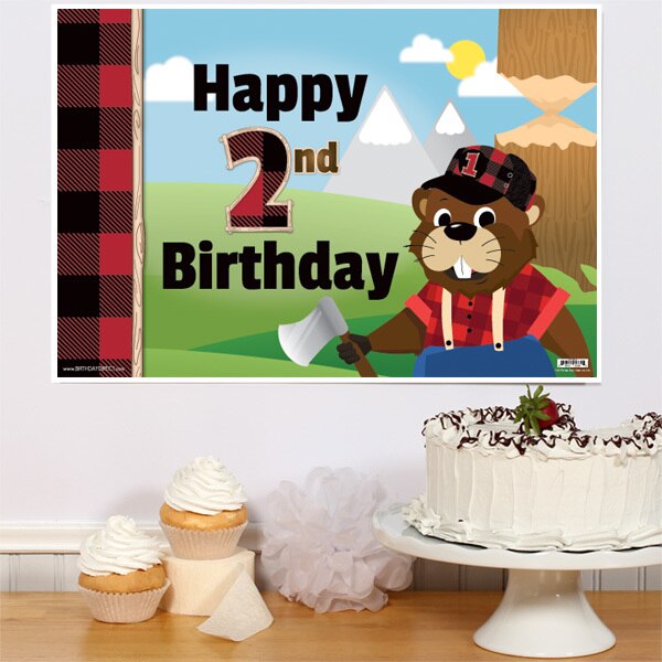 Woodland Beaver 2nd Birthday Sign, 8.5x11 Printable PDF Digital Download by Birthday Direct