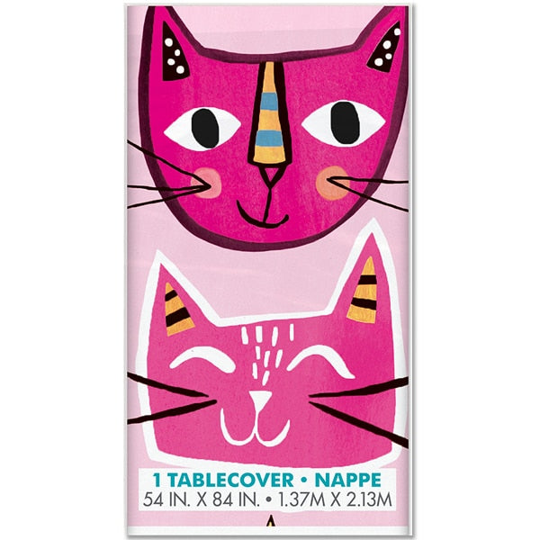 Pink Cat Table Cover, 54 x 84 inch, each