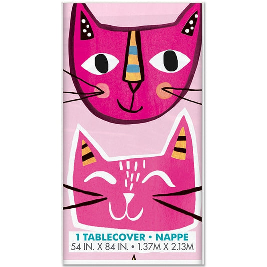 Pink Cat Table Cover, 54 x 84 inch