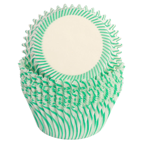 Cupcake Standard Size Greaseproof Paper Baking Cup Turquoise Stripe, set of 16