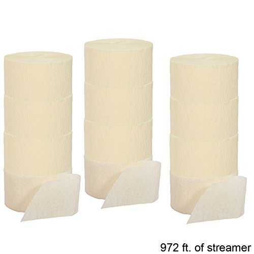 Crepe Streamers 12-81 Foot Rolls Ivory, 972 feet, set of 12