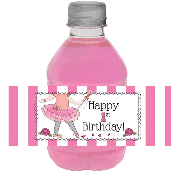 Birthday Direct's Ballerina 1st Birthday Water Bottle Labels