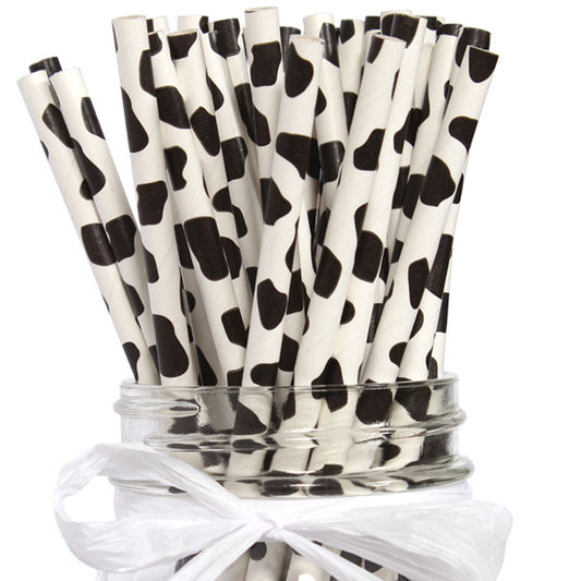 Cow Print Straws eco-friendly Paper, 7.75 inch, set of 24