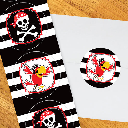 Birthday Direct's Parrot Pirate Party Circle Stickers