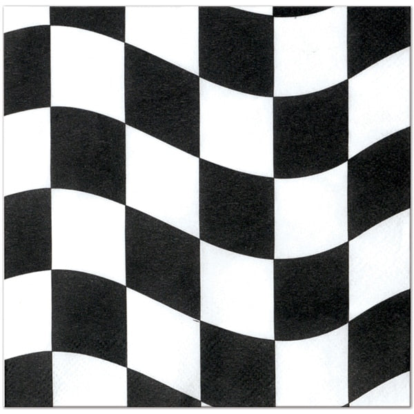 Black and White Checkered Flag Lunch Napkins, 6.5 inch fold, set of 16