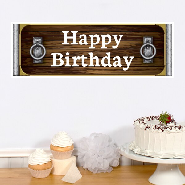 Wood and Metal Birthday Tiny Banner, 8.5x11 Printable PDF Digital Download by Birthday Direct
