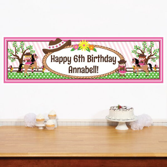 Birthday Direct's Cowgirl Pink Party Custom Banner