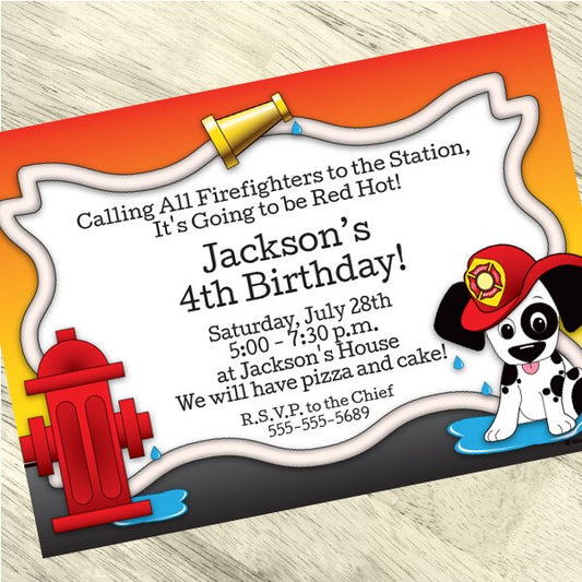 Birthday Direct's Firefighter Party Custom Invitations