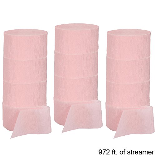 Crepe Streamers 12-81 Foot Rolls Baby Pink, 972 feet, set of 12
