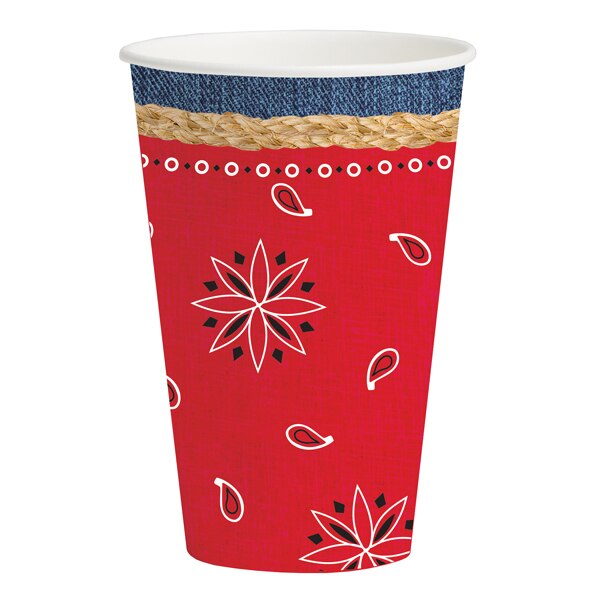 Denim and Bandana Cups, 9 ounce, 8 count
