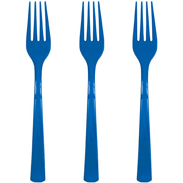 Royal Blue Forks Reusable Plastic, 6 inch, set of 18