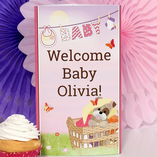 Birthday Direct's Clothesline Puppy Baby Shower Pink Custom Centerpiece