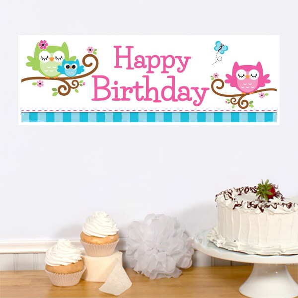 Little Owl Birthday Tiny Banner, 8.5x11 Printable PDF Digital Download by Birthday Direct