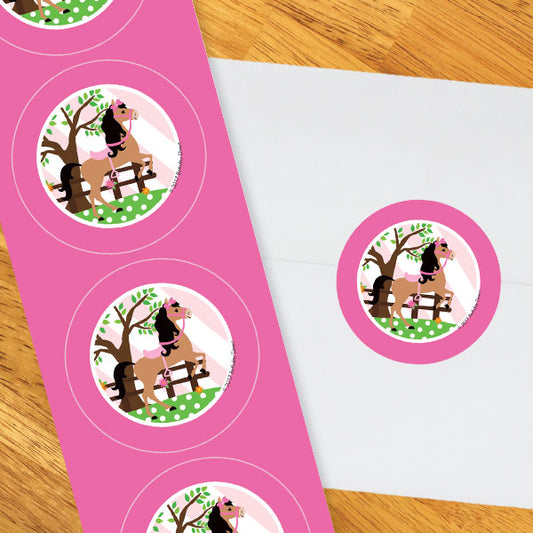 Birthday Direct's Playful Pony Party Circle Stickers