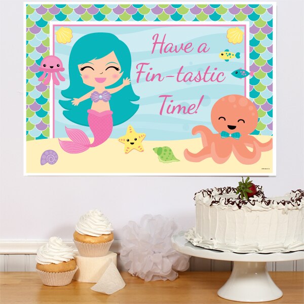 Little Mermaid Party Sign, 8.5x11 Printable PDF Digital Download by Birthday Direct
