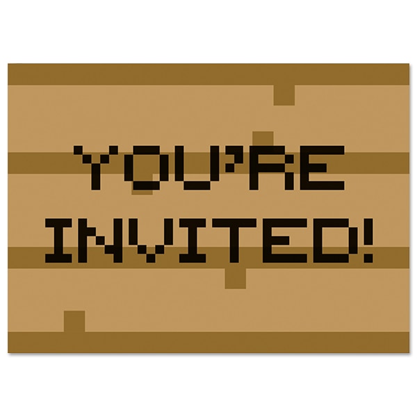 Minecraft Invitations, Fill In with Envelopes, 5 x 4 in, 8 ct