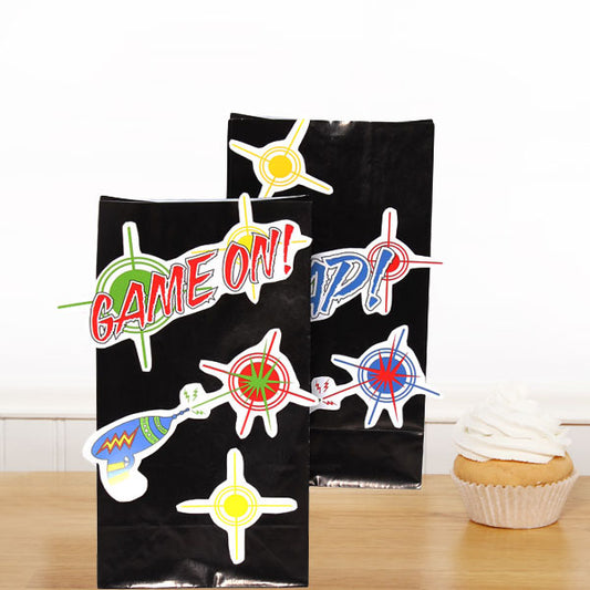 Laser Tag Party Favor Bag DIY Kit, 12 bags, 2 activity sheets, 2 activity sheets, 12 bags