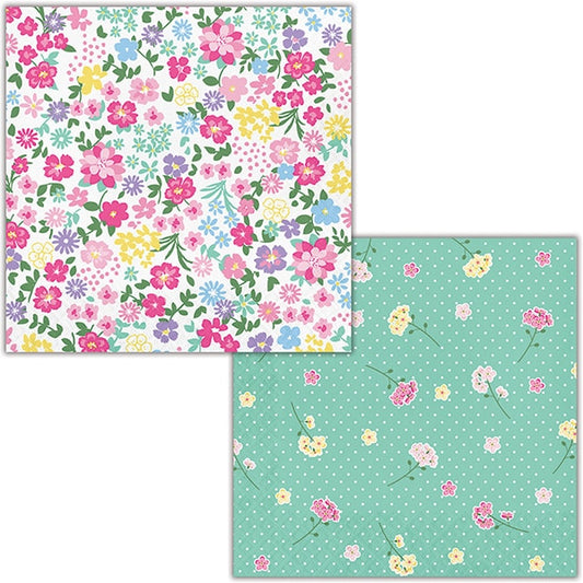 Floral Tea Party 2-Sided Lunch Napkins, 6.5 inch fold, set of 16