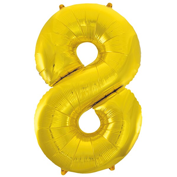 Gold Number 8 Foil Balloon, 34 inch, each