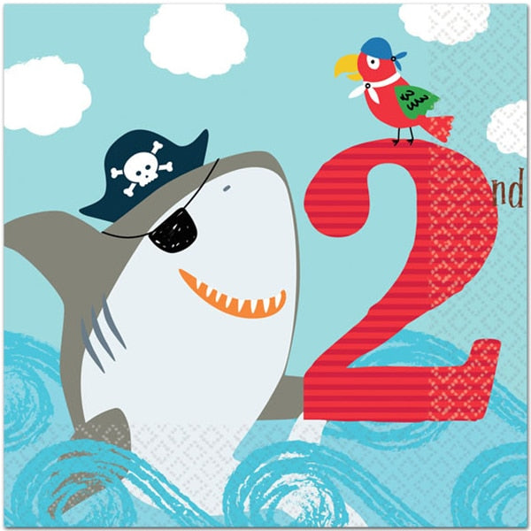 Ahoy 2nd Birthday Lunch Napkins, 6.5 inch fold, 36 count