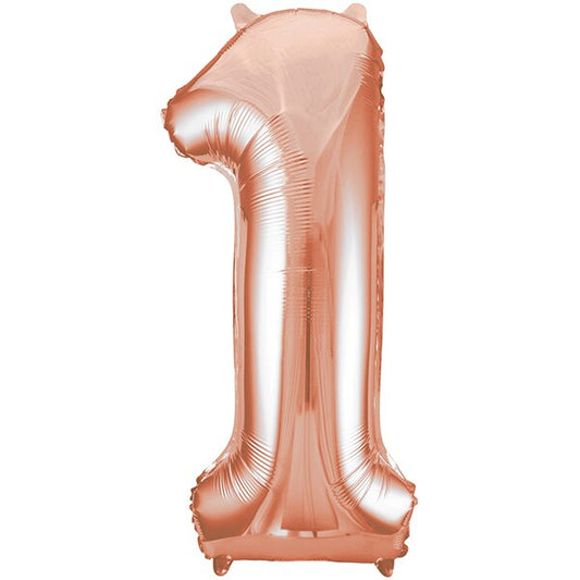 Rose Gold Number 1 Foil Balloon, 34 inch, each
