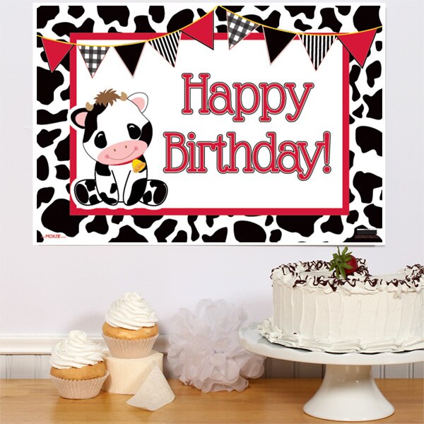 Little Cow Party Sign, 8.5x11 Printable PDF Digital Download by Birthday Direct