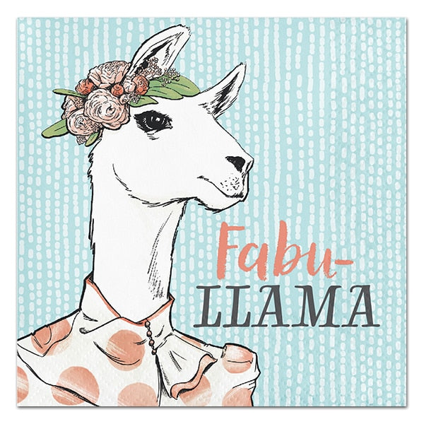 Dapper Llama Beverage Napkins, 5 inch fold, set of 24