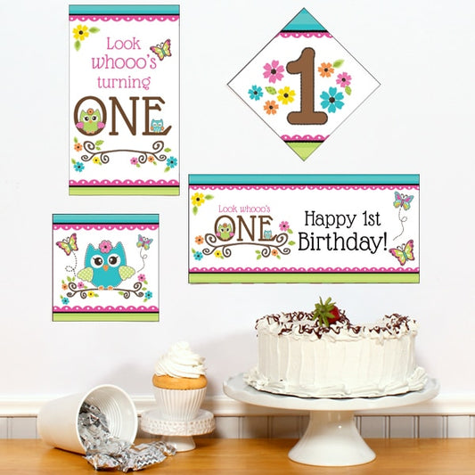 Birthday Direct's Little Owl 1st Birthday Sign Cutouts