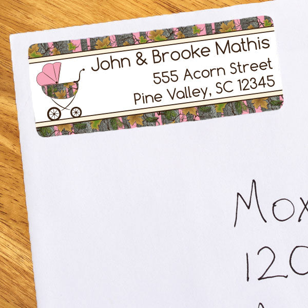 Birthday Direct's Camouflage Baby Shower Pink Address Labels