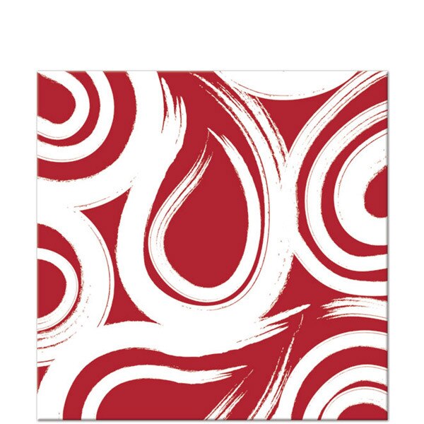 Classic Red Swirl Beverage Napkins, 5 inch fold, set of 16