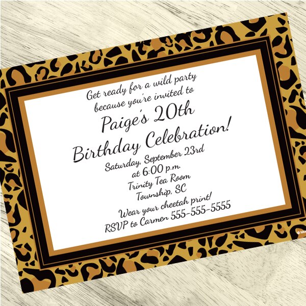 Birthday Direct's Cheetah Party Custom Invitations