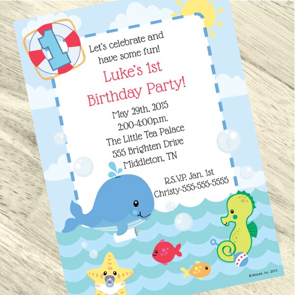 Birthday Direct's Sea Baby 1st Birthday Custom Invitations