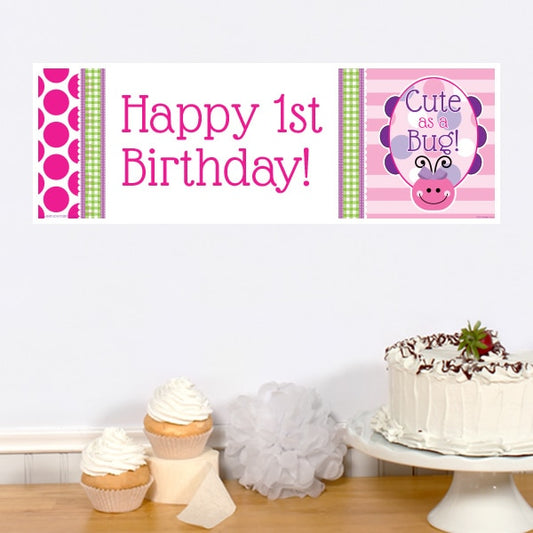 Birthday Direct's Ladybug 1st Birthday Pink Tiny Banners