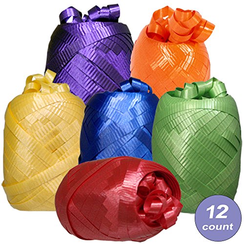 Primary Multi-color Party Curling Ribbon Egg Assortment for Decoration or Gift Wrapping, 480 feet, set of 12