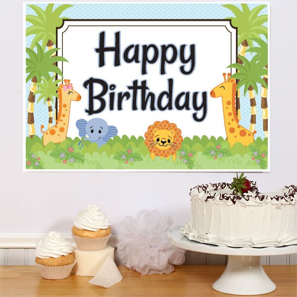 Jungle Babies Birthday Sign, 8.5x11 Printable PDF Digital Download by Birthday Direct