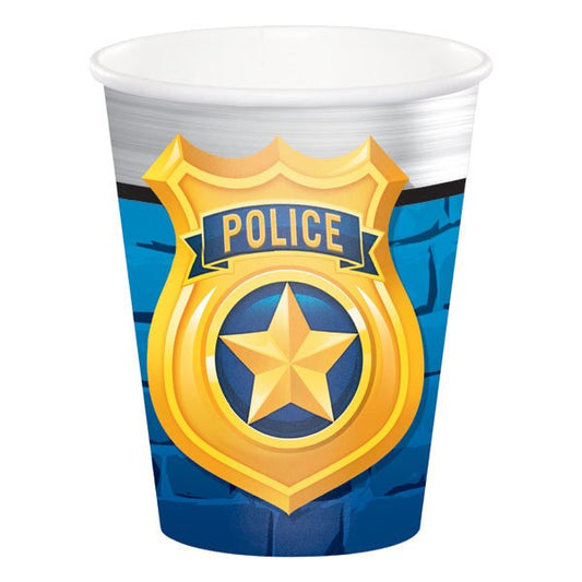 Police Party Cups, 9 oz, 8 ct